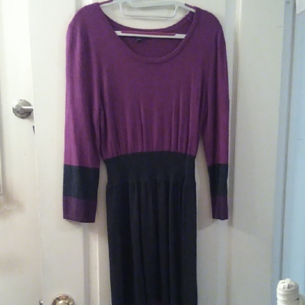 Purple and Black Long Sleeve Women’s Dress